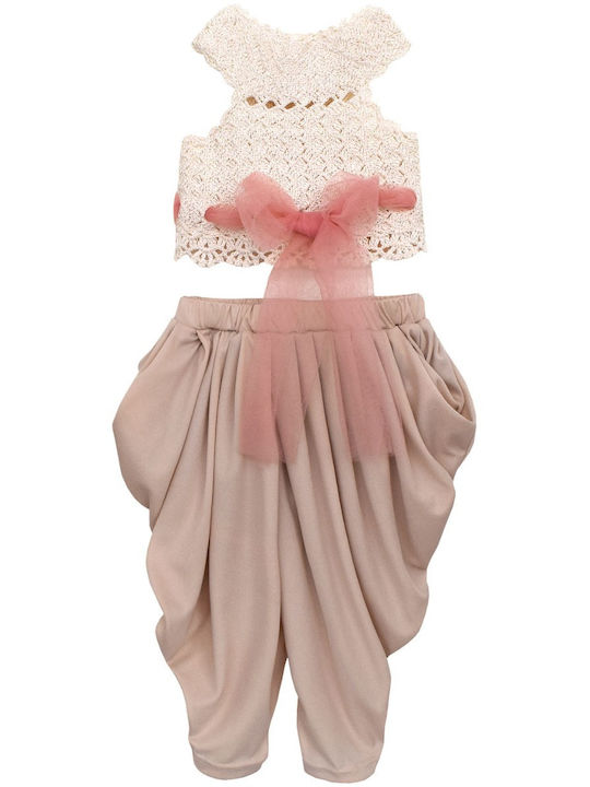 Nst Nastasia Florence Earle Coates Beiges Taufkleidung für Mädchen mit Top & Gestrickte Hosen 2 Stück