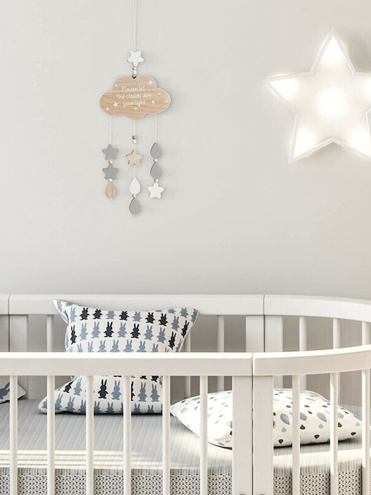 Navaris Kinder Dekoratives Hängendes Beige aus Holz 19.5x1x58εκ.