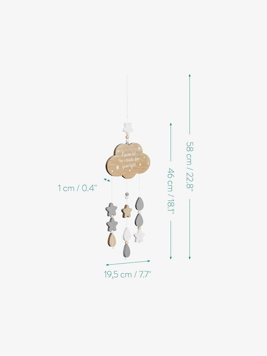 Navaris Kinder Dekoratives Hängendes Beige aus Holz 19.5x1x58εκ.