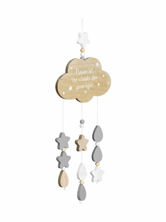 Navaris Kinder Dekoratives Hängendes Beige aus Holz 19.5x1x58εκ.
