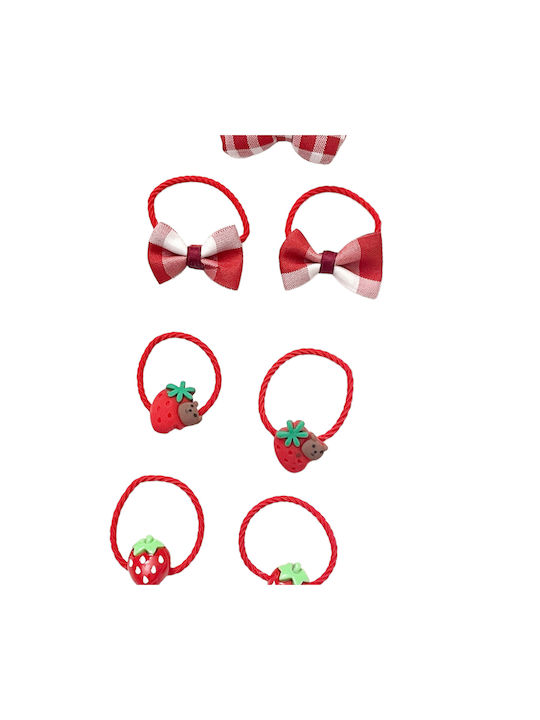 Kids Hair Ties Set Red 9pcs Χ9310-3