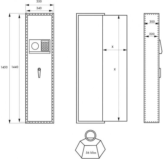 Thirard Gun Cabinet 5 Capacity with Combination