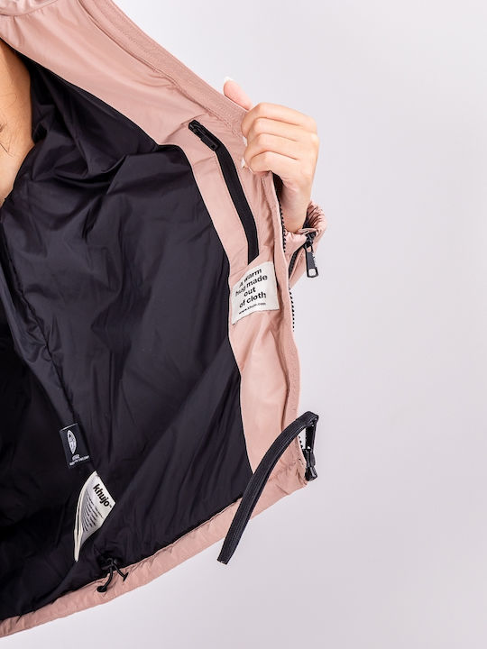Esila Κοντό Γυναικείο Puffer Μπουφάν για Χειμώνα Ροζ