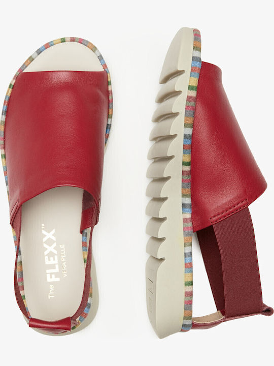 Leder Flache Sandalen für Damen Anatomisch Flatforms in Burgundisch Farbe