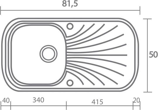 Sanitec Classic 315 Ένθετος από Συνθετικό Γρανίτη Μ82xΠ50cm