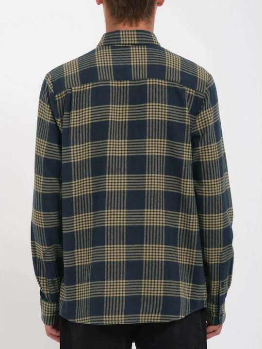 Volcom Men's Shirt Long Sleeve Checked Navy Blue