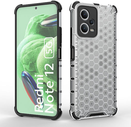 Honeycomb Back Cover Silicone / Plastic Set with Glass Black (Redmi Note 12 5G / Poco X5 5G)
