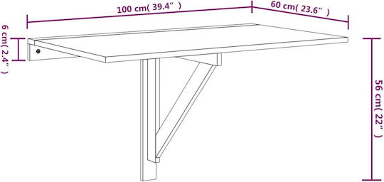 Sonoma Folding Wooden Grey Kitchen Table 100x60x56cm