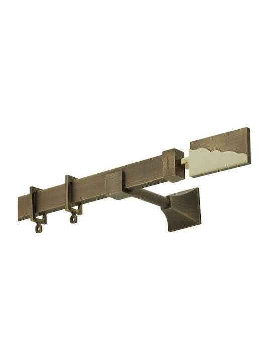 Zogometal Μεταλλικό Κουρτινόξυλο Flat Collection Διπλό με Σιδηρόδρομο Φ30mm 160εκ. Μπρούτζινο