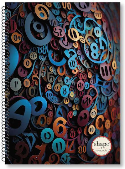 Shape Notebooks Spiral Heft Geregelt A4 2 Themen Numbers 1Stück (Μverschiedene Designs/Farben)