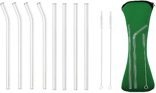Straws Glass with Brush 8pcs