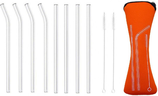 Straws Glass with Brush 8pcs