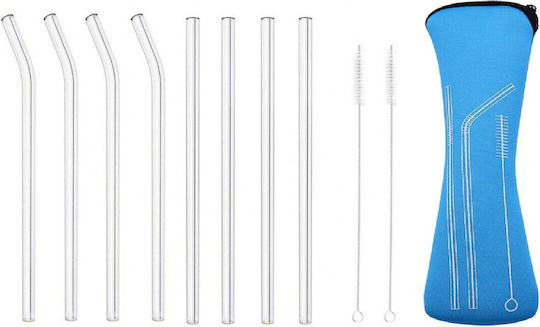 Straws Glass with Brush 8pcs