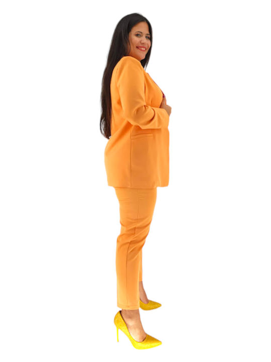 Honey Damen Orange Anzug in Gerader Linie