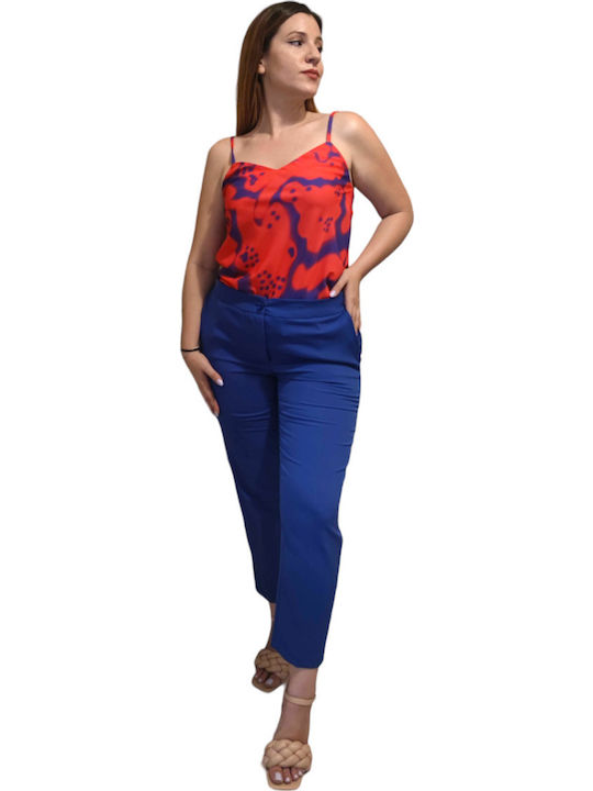 Women's Fabric Trousers Straight Line Blue