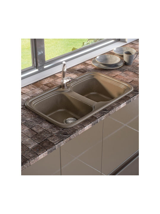 Sanitec Classic Drop-In Sink Synthetic Granite W82xD50cm granite beige