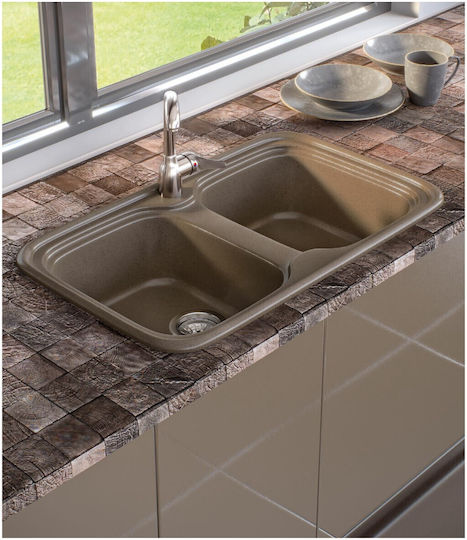 Sanitec Classic Drop-In Spüle aus Verbundgranulat B82xT50cm Granite Blue