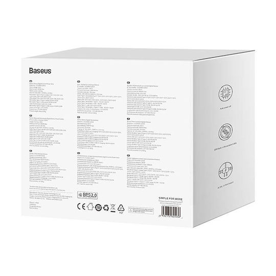 Baseus Βάση Φόρτισης με Θύρα USB-A και Θύρα USB-C και Καλώδιο USB-C 65W σε Μαύρο χρώμα (PowerCombo Digital Powerstrip)
