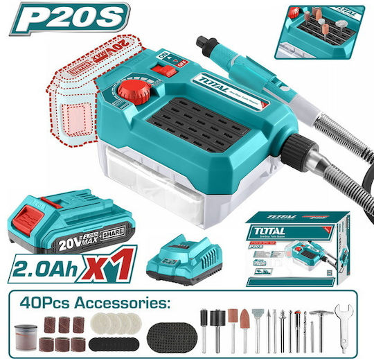 Total Electric Rotary Multi Tool 20V 1x2Ah with Speed Control