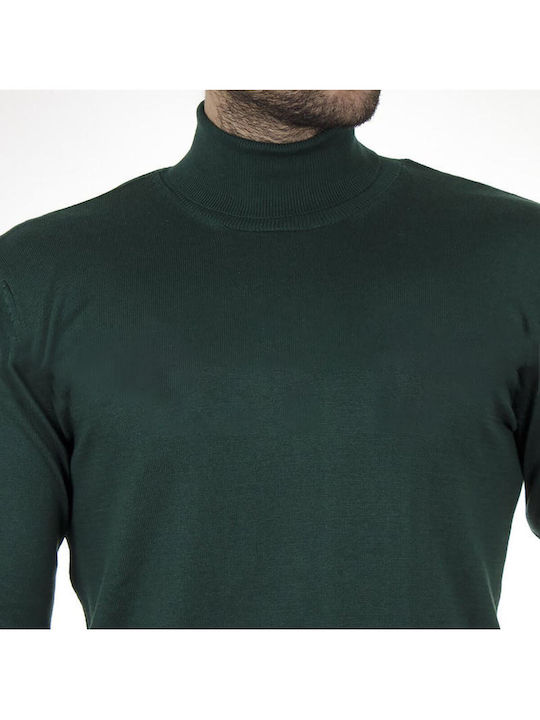 Endeson Fashion Herren Langarm-Pullover Rollkragen Grün