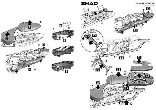 Shad Βάση Βαλίτσας για Yamaha MT-07