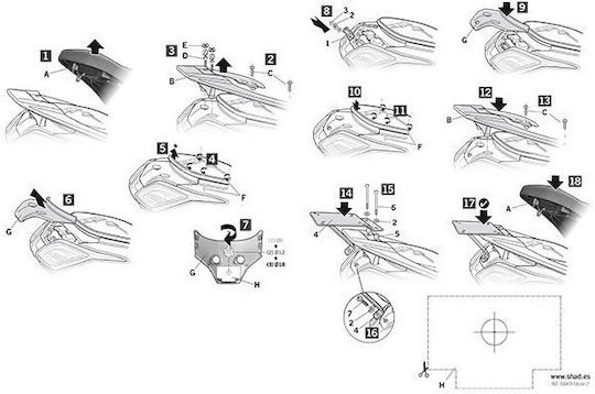 Shad Case Mounts for Kymco DINK