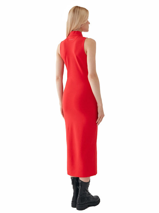 Hugo Boss Sommer Midi Kleid Rot