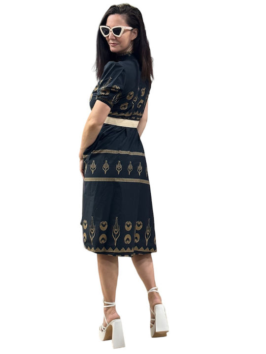 Summer Midi Evening Dress Black