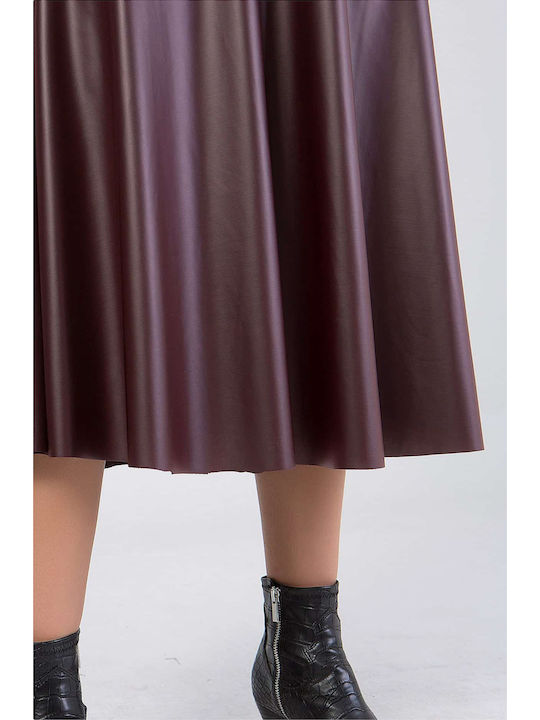 Leather High-waisted Midi Skirt Black