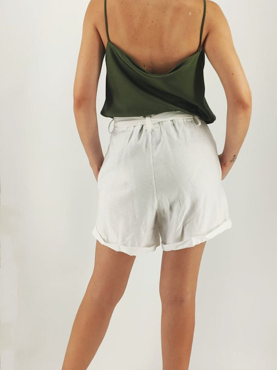 Sushi's Closet Women's Linen High-waisted Shorts White