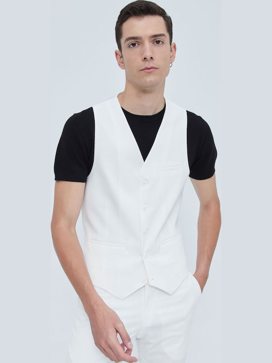 Men's Vest Slim Fit White