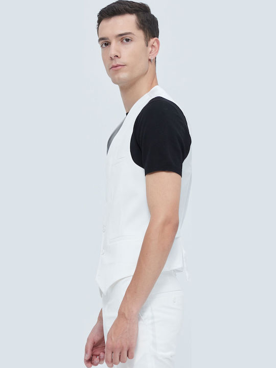 Men's Vest Slim Fit White