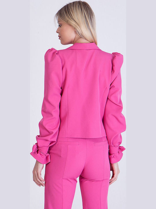 Coocu Kurz Damen Blazer Fuchsie