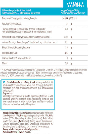 Body Attack Protein Pancake with Flavor Vanilla 300gr