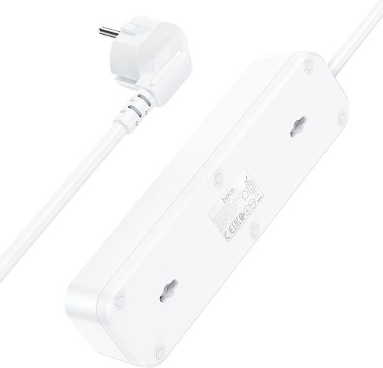Hoco Bandă de alimentare 3 Prize cu 3 USB-A, Comutator și Cablu 1.8m