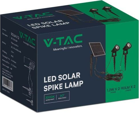 V-TAC Καρφωτό Ηλιακό Φωτιστικό 5W 90lm με Θερμό Λευκό Φως 3000K IP65