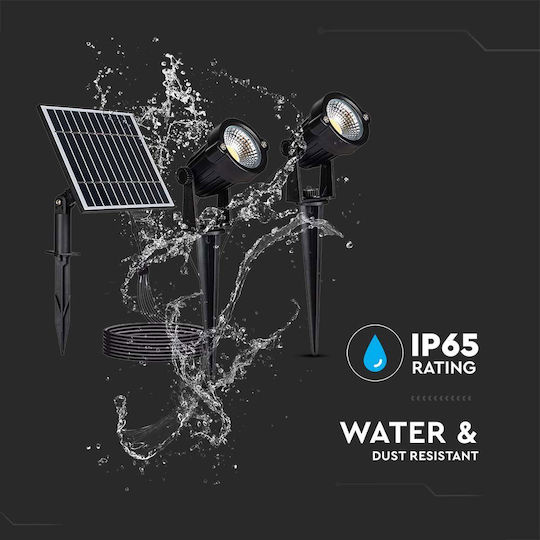 V-TAC Καρφωτό Ηλιακό Φωτιστικό 5W 90lm με Θερμό Λευκό Φως 3000K IP65