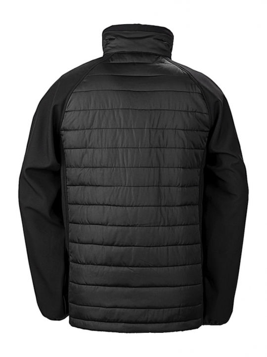 Result Men's Winter Softshell Jacket Waterproof and Windproof Total Black