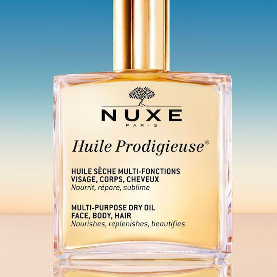 Nuxe Huile Prodigieuse Multi-Purpose Organic and Dry Monoi Oil for Face, Hair, and Body 100ml