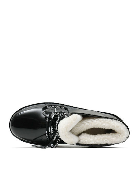 Kids Boots from Patent Leather with Laces Black