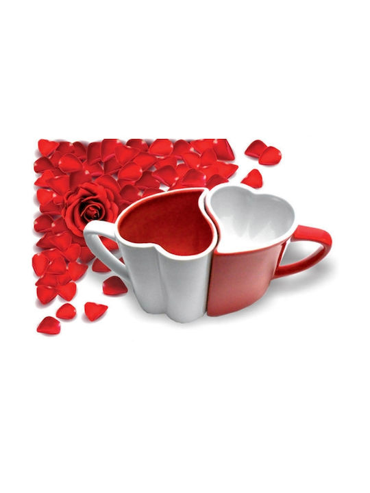Gadget Master Romantische Tassen Weiß & Rot Keramik Weiß 260ml 2 Stück