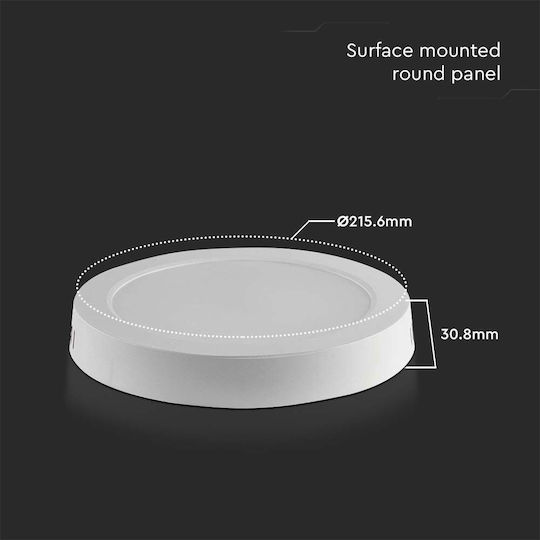 V-TAC Στρογγυλό Εξωτερικό LED Panel 18W με Φυσικό Λευκό Φως 4000K 21.56εκ.
