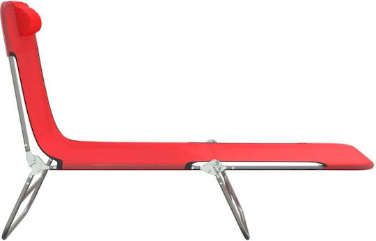 vidaXL Шезлонги За Плаж Червени Сгъваеми Стоманени 135x54.5x87см 2 Бройки