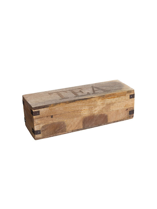 Atmosphera Wooden Tea Box with Lid Brown 32x10.3x9.5cm