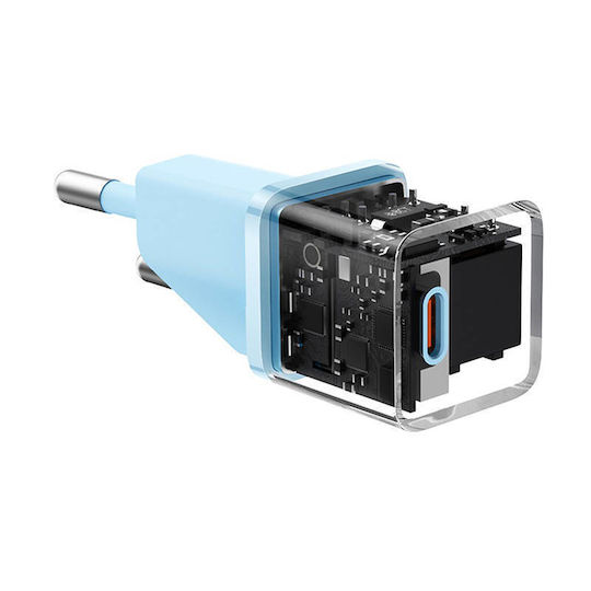Baseus Ladegerät ohne Kabel GaN mit USB-C Anschluss 20W Stromlieferung / Schnellaufladung 5.0 Blau (Gan5)