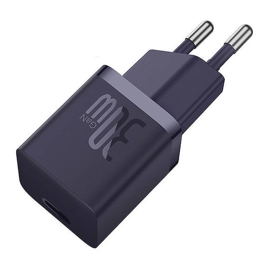 Baseus Charger Without Cable GaN with USB-C Port 30W Power Delivery / Quick Charge 5.0 Purple (Gan5)