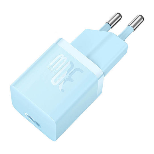 Baseus Charger Without Cable GaN with USB-C Port 30W Power Delivery / Quick Charge 5.0 Blue (Gan5)