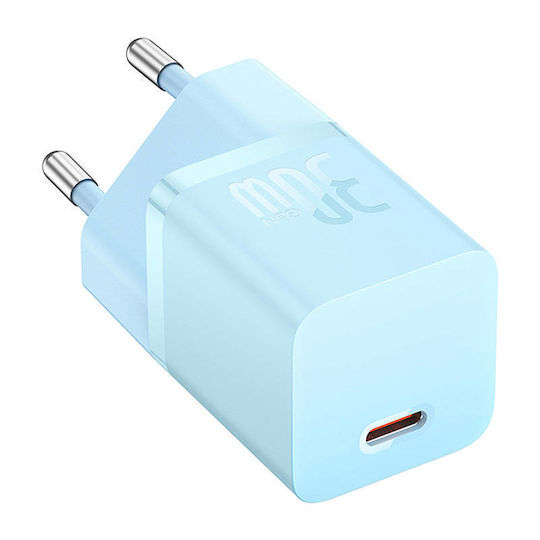 Baseus Charger Without Cable GaN with USB-C Port 30W Power Delivery / Quick Charge 5.0 Blue (Gan5)