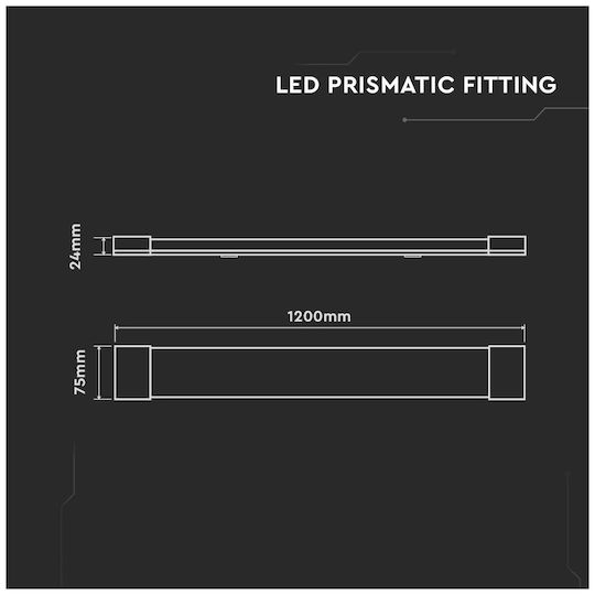 V-TAC Commercial Linear LED Wall Light 40W Natural White IP20 L120xD7.5xH2.4cm
