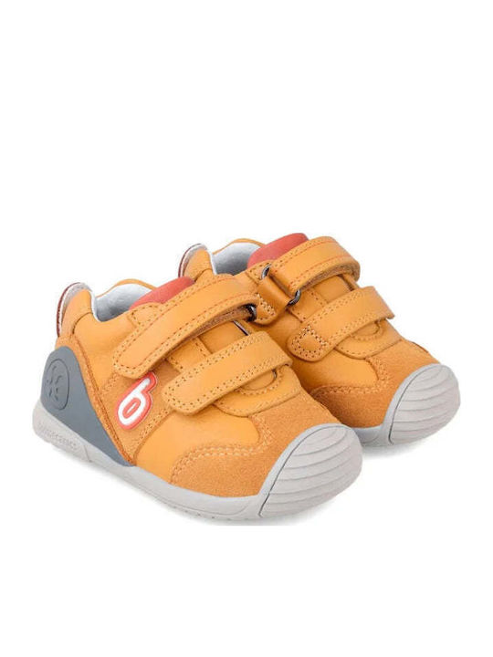 Yema Παιδικά Sneakers High Ανατομικά με Σκρατς Κίτρινα